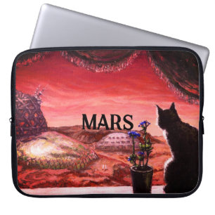 Eine ganz neue Welt - SciFi - Katze auf Mars Laptopschutzhülle