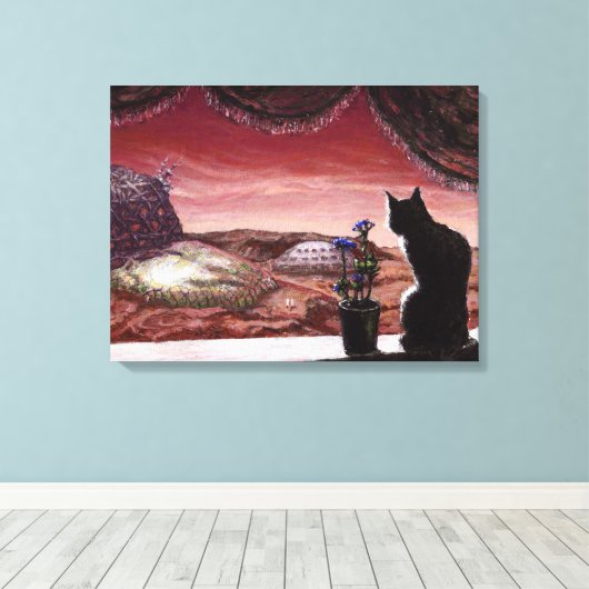 Eine ganz neue Welt - SciFi - Katze auf Mars Leinwanddruck (Insitu (Holzboden))