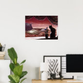 Eine ganz neue Welt - SciFi - Katze auf Mars Poster (Heimbüro)