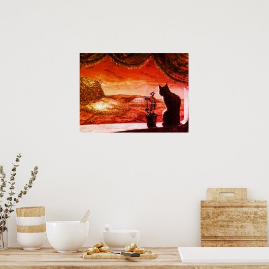 Eine ganz neue Welt - SciFi - Katze auf Mars Poster (Küche)
