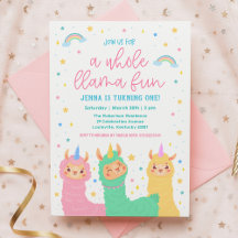 Eine ganze Lama Fun Rainbow and Stars Birthday Par