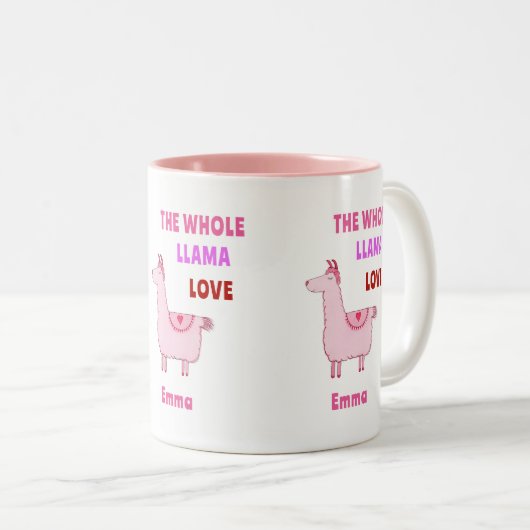 Eine ganze Lama-Liebe Zweifarbige Tasse (VorderseiteRechts)