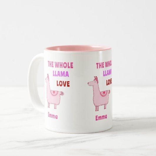 Eine ganze Lama-Liebe Zweifarbige Tasse (Vorderseite Links)