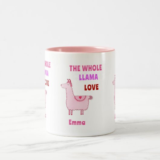 Eine ganze Lama-Liebe Zweifarbige Tasse (Mittel)