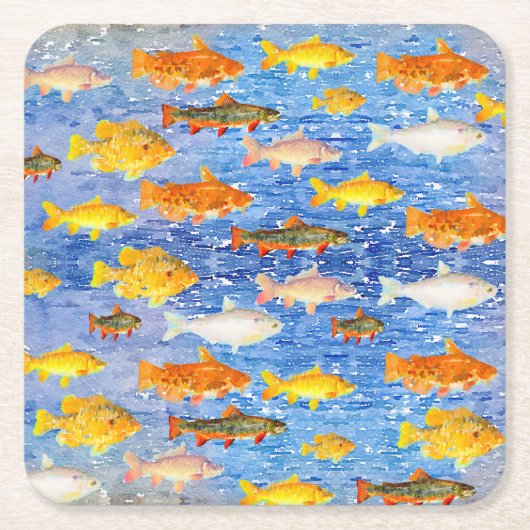 Eine ganze Menge farbenfroher Fische im Meer Rechteckiger Pappuntersetzer (Vorderseite)