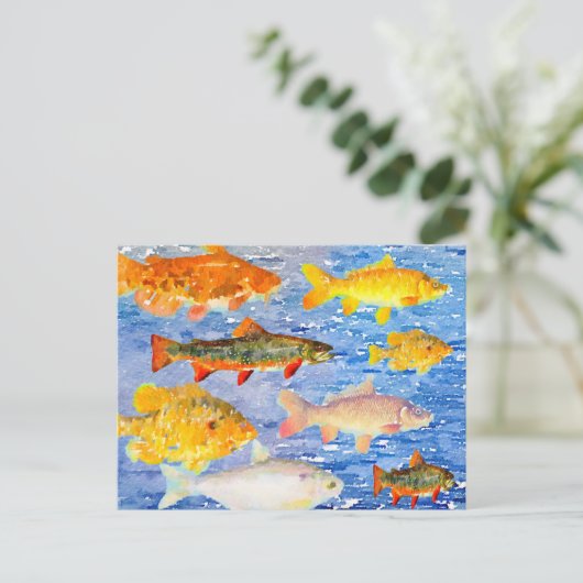 Eine ganze Menge Fisch im Meer Postkarte (Stehend Vorderseite)