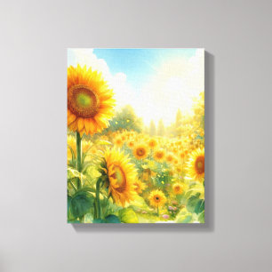 Eine Garten-Sonnenblumen-Wandkunst - eingewickelte Leinwanddruck