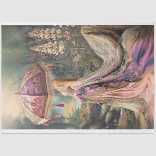 Eine Gartengala, Frau mit Sonnenschirm Seidenpapier (Vorderseite)