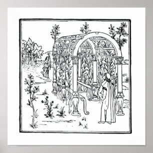 Eine Gartenszene, von 'Hypnerotomachia Poliphili'  Poster