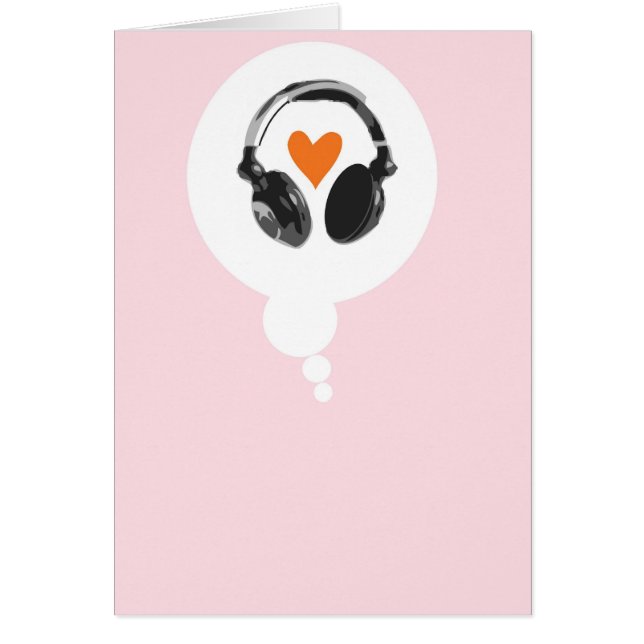 Eine Gedankenblase mit einem Herzen und Kopfhörern (Vorne)