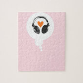 Eine Gedankenblase mit einem Herzen und Kopfhörern Puzzle (Vertikal)