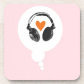 Eine Gedankenblase mit einem Herzen und Kopfhörern Untersetzer (Vorderseite)