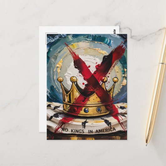 Eine gekreuzte Krone und keine Könige in Amerika Postkarte (Vorderseite/Rückseite Beispiel)