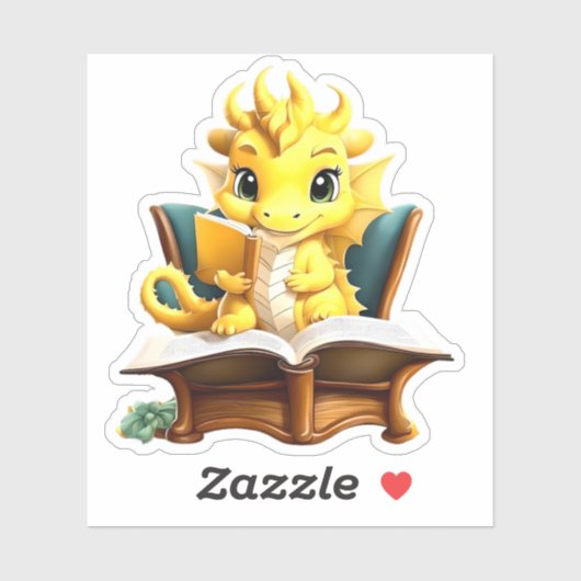 Eine gelbe Drachenlesung Aufkleber (Blatt)