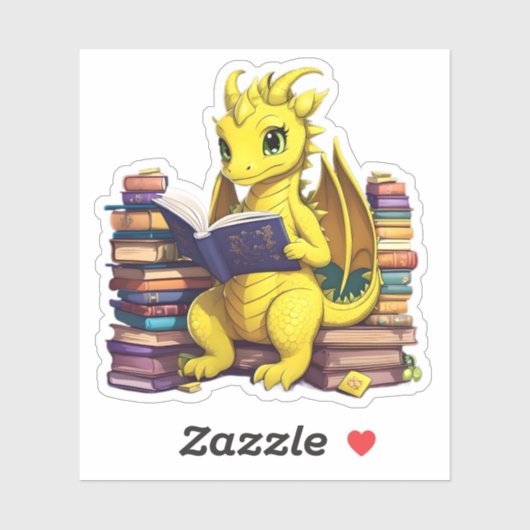 Eine gelbe Drachenlesung Aufkleber (Blatt)