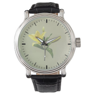 Eine gelbe Lilie Armbanduhr