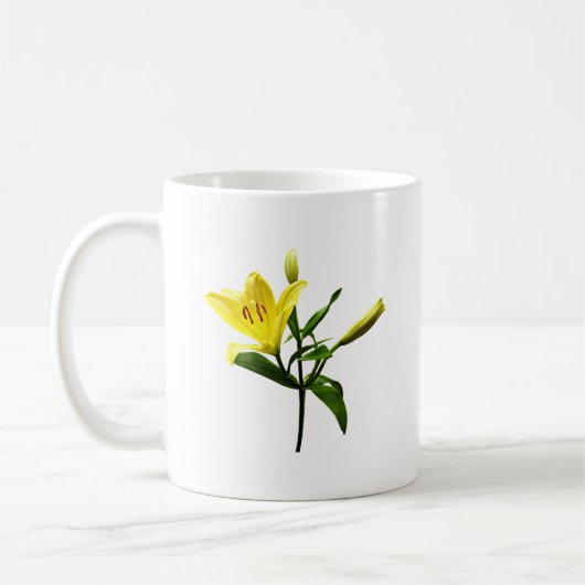 Eine gelbe Lilie Kaffeetasse (Links)