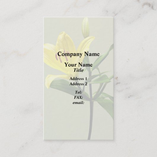 Eine gelbe Lilie Visitenkarte (Vorderseite)