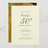 Eine gelbe Rose 50. Geburtstagsparty Einladung (Vorne/Hinten)
