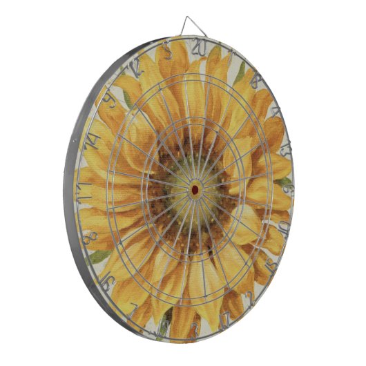 Eine gelbe Sonnenblume Dartscheibe (Vorderseite Links)