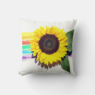 Eine gelbe Sonnenblume farbenfroh blumenweiß Kissen