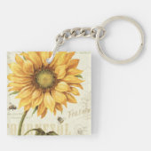 Eine gelbe Sonnenblume Schlüsselanhänger (Rückseite)