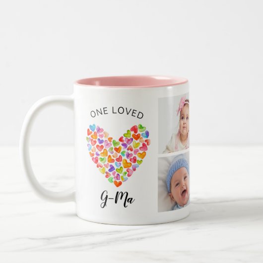 Eine geliebte G-MA Vier-FotoCollage  Zweifarbige Tasse (Links)