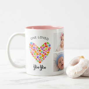 Eine geliebte YiaYia Vier-Foto-Collage Zweifarbige Tasse