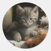 Eine gemütliche Ecke Tabby Kitten Runder Aufkleber (Vorderseite)