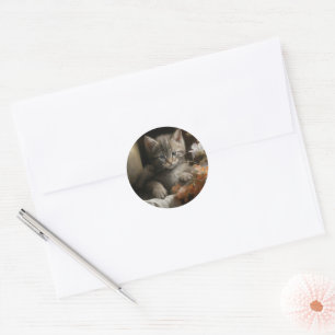 Eine gemütliche Ecke Tabby Kitten Runder Aufkleber