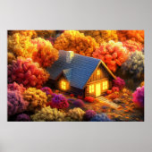 Eine gemütliche Hütte im Herzen eines Waldes Poster (Vorne)