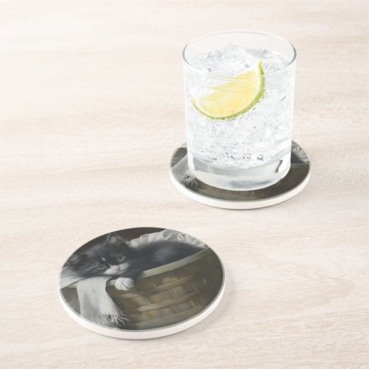 Eine gemütliche Kätzchen Getränkeuntersetzer (Seite)