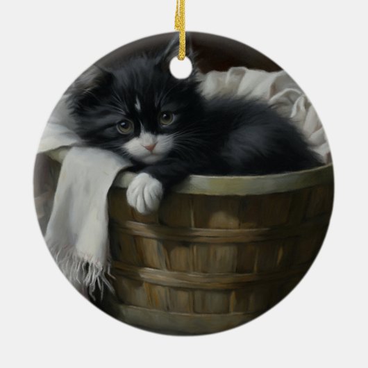 Eine gemütliche Kätzchen Keramik Ornament (Hinten)