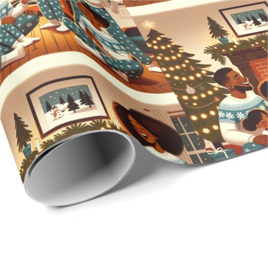 Eine gemütliche Weihnachtsfamilie - Ansammlung Geschenkpapier (Rolleneckpunkt)