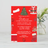 Eine gemütliche Weihnachtsfeier in warmem Rot Einladung (Stehend Vorderseite)