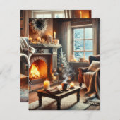 Eine gemütliche Winterlandschaft am Kamin Dankeskarte (Vorne/Hinten)