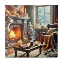 Eine gemütliche Winterlandschaft am Kamin Fliese