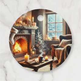 Eine gemütliche Winterlandschaft am Kamin Geschenkanhänger