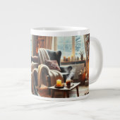 Eine gemütliche Winterlandschaft am Kamin Jumbo-Tasse (Vorderseite Rechts)