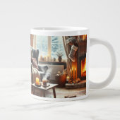 Eine gemütliche Winterlandschaft am Kamin Jumbo-Tasse (Rechts)