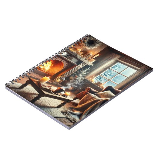 Eine gemütliche Winterlandschaft am Kamin Notizblock (Linke Seite)