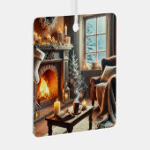 Eine gemütliche Winterlandschaft am Kamin Ornament Aus Metall (Vorderseite Rechts)