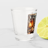 Eine gemütliche Winterlandschaft am Kamin Schnapsglas (Links)