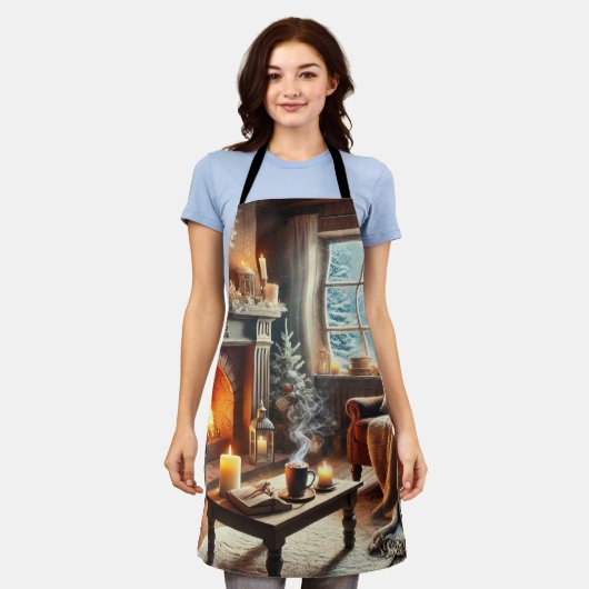 Eine gemütliche Winterlandschaft am Kamin Schürze (Getragen)