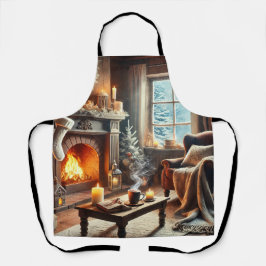 Eine gemütliche Winterlandschaft am Kamin Schürze