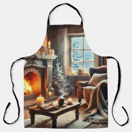 Eine gemütliche Winterlandschaft am Kamin Schürze