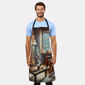 Eine gemütliche Winterlandschaft am Kamin Schürze (Getragen)