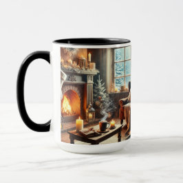 Eine gemütliche Winterlandschaft am Kamin Tasse