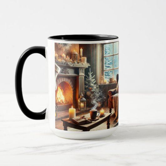 Eine gemütliche Winterlandschaft am Kamin Tasse (Links)