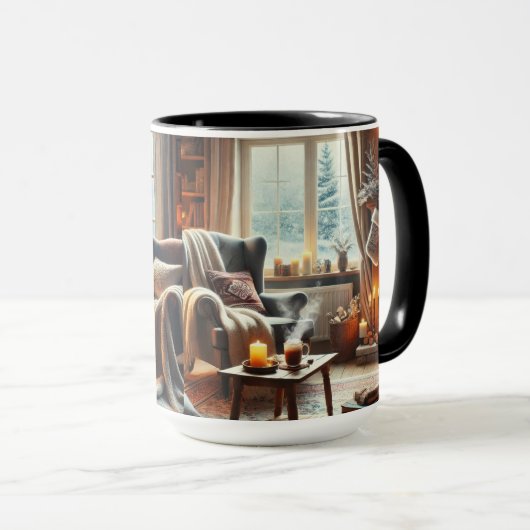 Eine gemütliche Winterlandschaft am Kamin Tasse (VorderseiteRechts)
